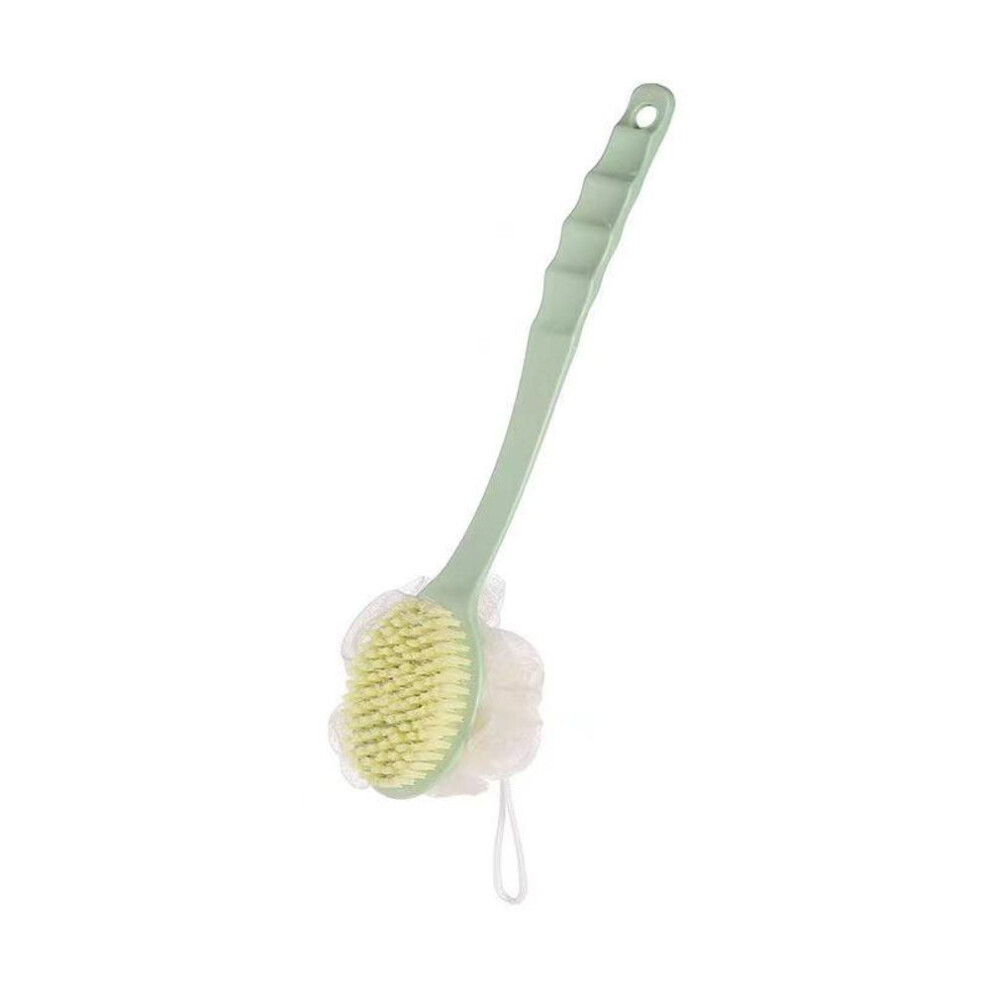 (green) Bath Scrub Brush Sponge Long Soft Hair Bath Brush Doubleside Rub Shower Brush Back Scrubber Exfoliating Tool