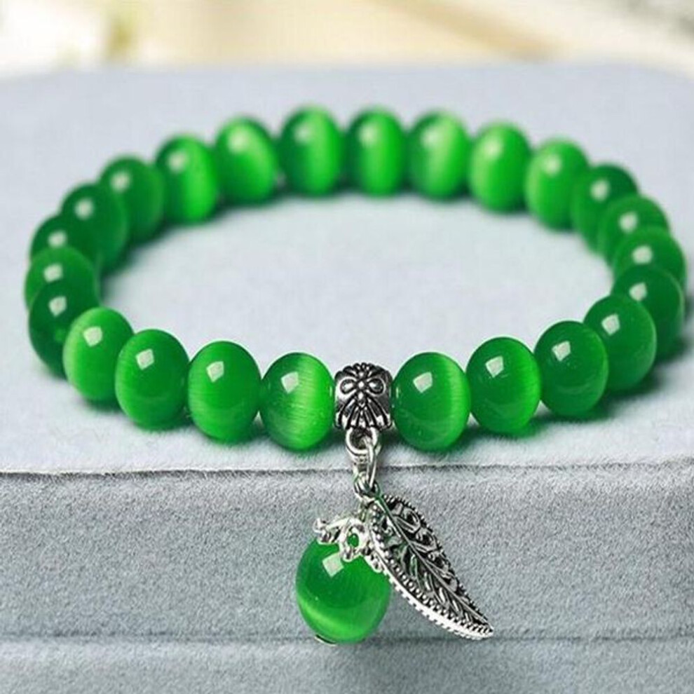 (green) New Fashion Cat&apos;s Eye Stone Women&apos;s Bracelet  National Style Buddha  Bead Bracelet Lady Crystal Bracelet Jewelry