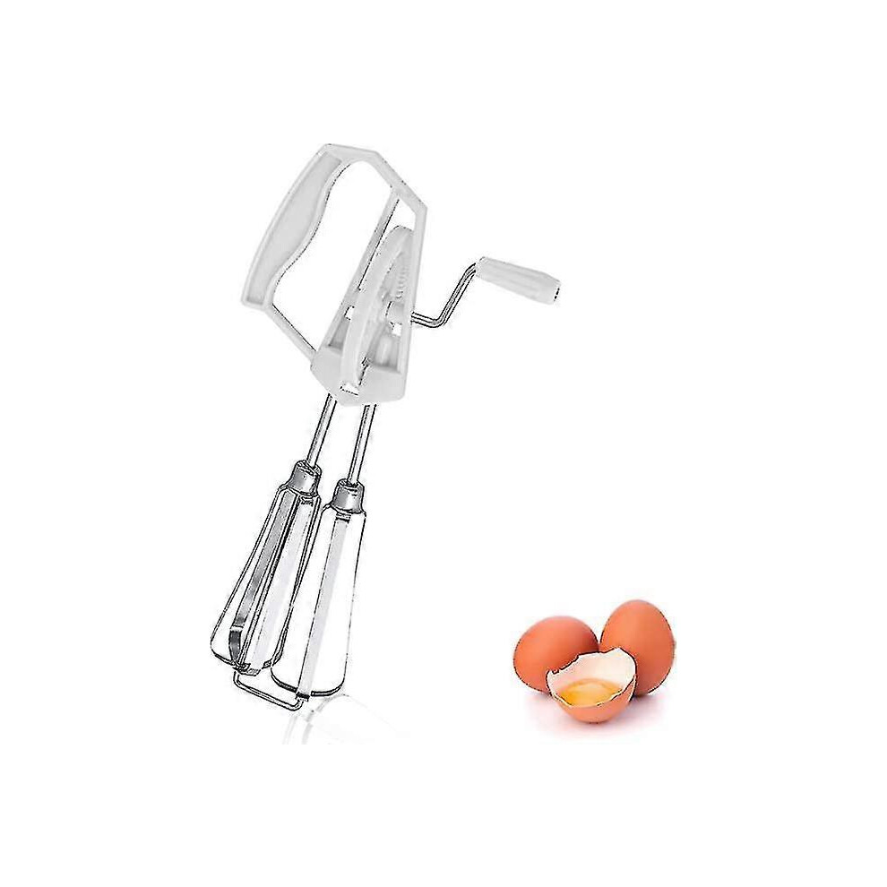 Hand-held Egg Beater, Manual Rotary Whisk Stainless Steel Egg Whisk Blender, Frother Rotating Push Mixer Stirrer