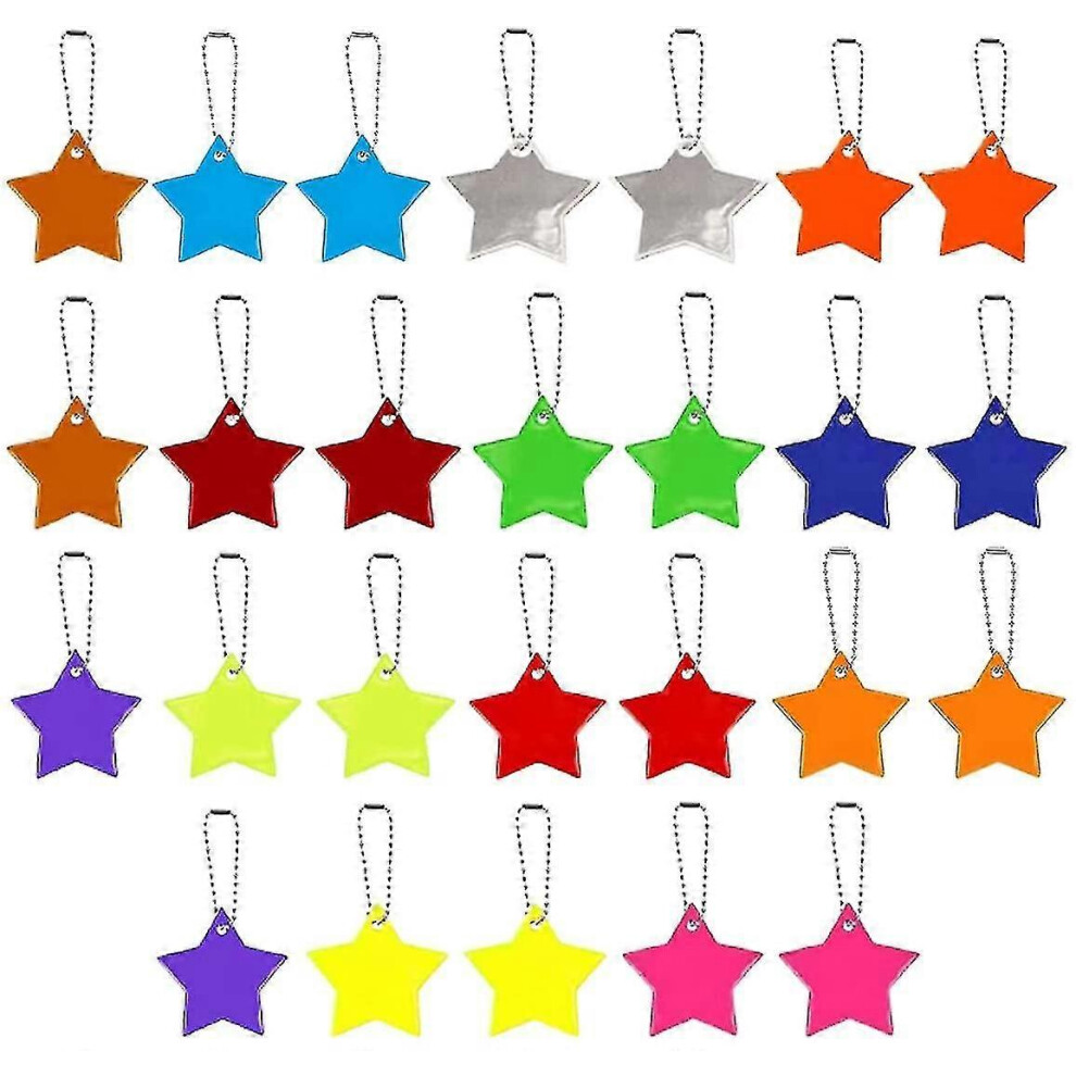 26pcs Safety Reflector Pendant,kids Reflector Pendant,star Safety Reflector for School Bag Backpack Cycling Walking Running(13 Colors)