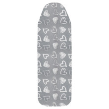 GEEZY Ironing Board Cover Grey Hearts Easy Fit Elasticated Heat Reflective 122x38cm