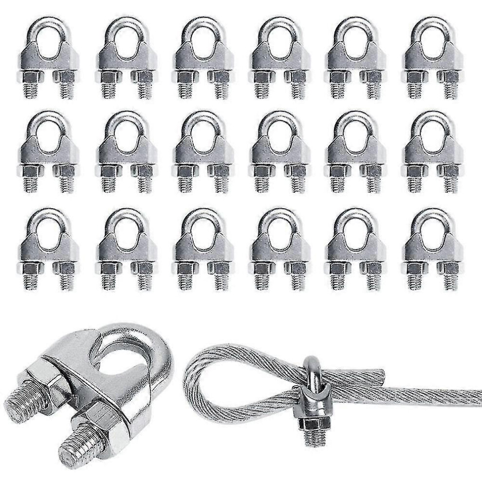 20 Pieces Metal Cable Clamp Wire Rope Clips U-cable Clamps U Bolt Cable Clip U M3 Cable Bolt Stainless Steel Clamp Cable Ties