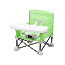 (Green) Baby Travel Booster Seat - Toddler Foldable Camping Chair - Compact Portable Baby Seat With Removable Dining Tray For Boys Girls,100% New