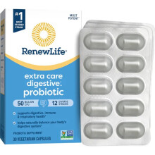 RENEW LIFE Extra Care Probiotic 50 Billion CFU, 30 Vegetarian Capsules