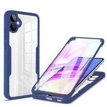 (blue, For Samsung S22 Ultra) 360 Clear Double Soft Silicone Case For Samsung Galaxy S24 S23 A05S A55 A54 A53 A04S Xiaomi Redmi Note 13 iPhone 15 14 13 12 Pro Max Front Back Cover