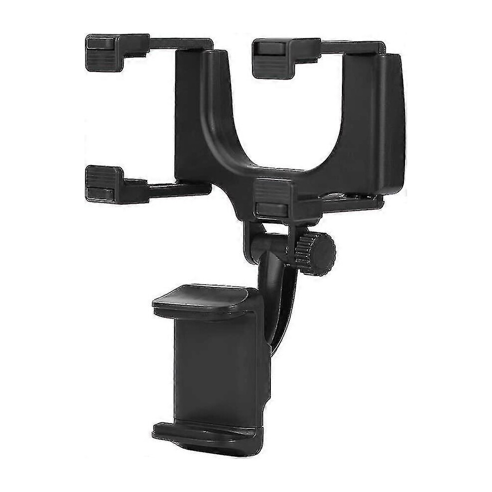 Car Rearview Mirror Phone Holder, Universal 360 Degree Rotating Plastic Car Rearview Mirror Phone Holder for Smartphone (black)