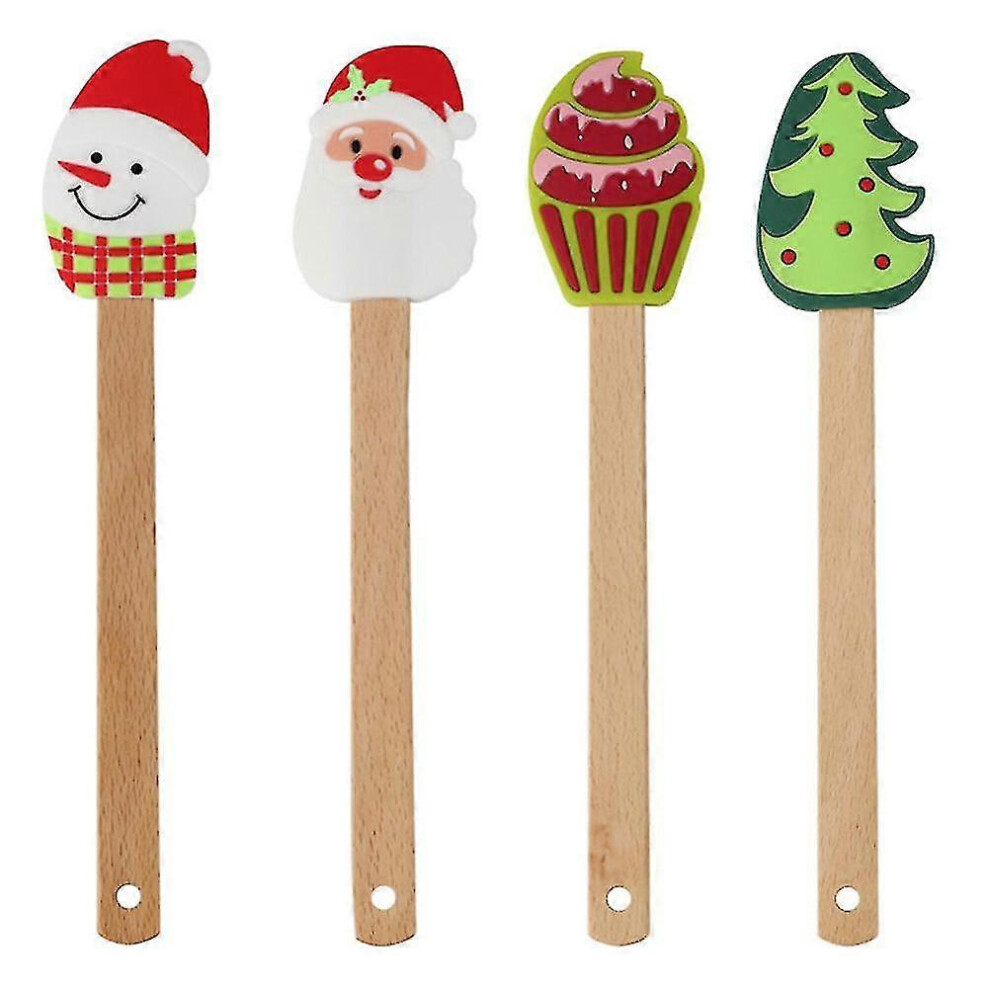 4 Pcs Silicone Spatula Jam Cream Slicer Kitchen Baking Spatula Butter Cutter Silicone Cream Spreader Santa Cake Spatula