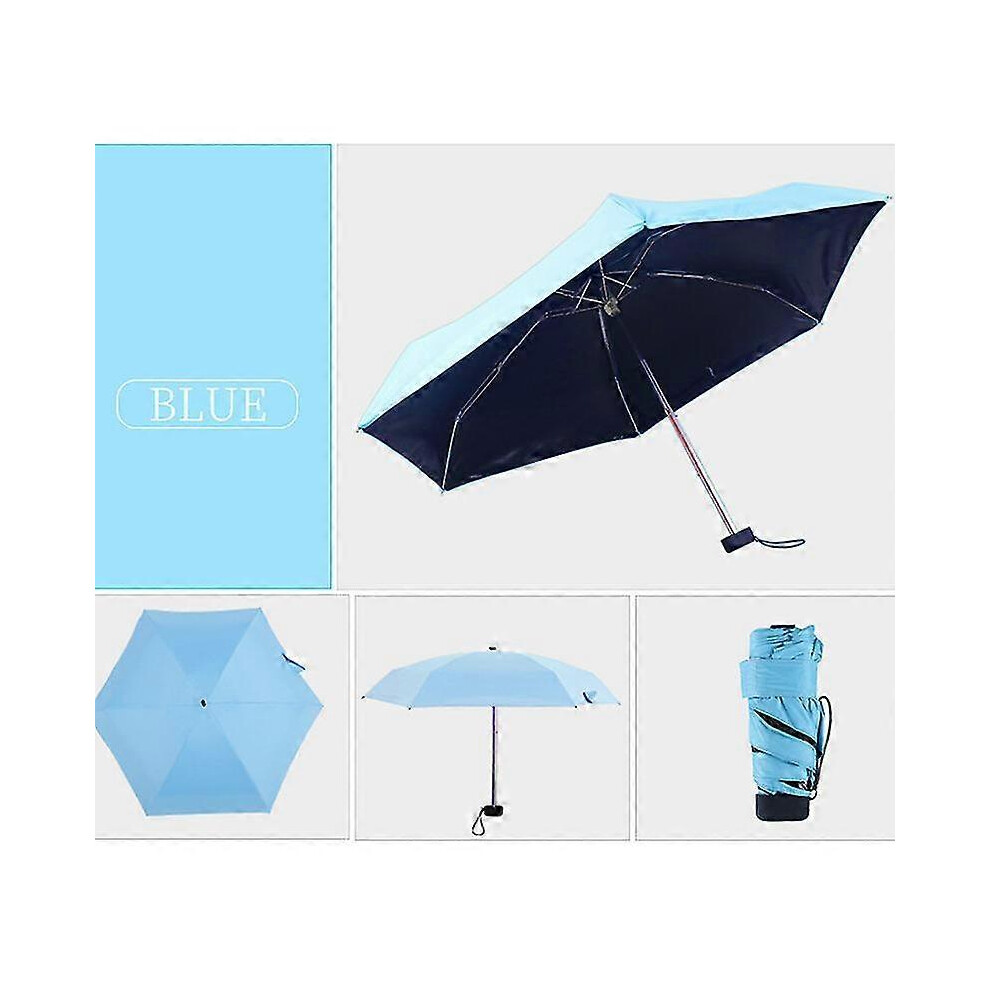 (Yellow) Mini Folding Pocket Umbrella Lightweight Uv Protection Rain Umbrellas For Travel Yellow