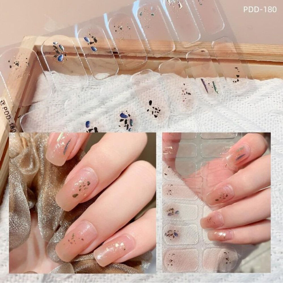 (as the picture, PDD-180) 60 Styles DIY Semi Cured Gel Nail Stickers Long-Lasting Solid Color Fresh Flowers In Spring Nail Strips Patch Slider Full Cover Decal