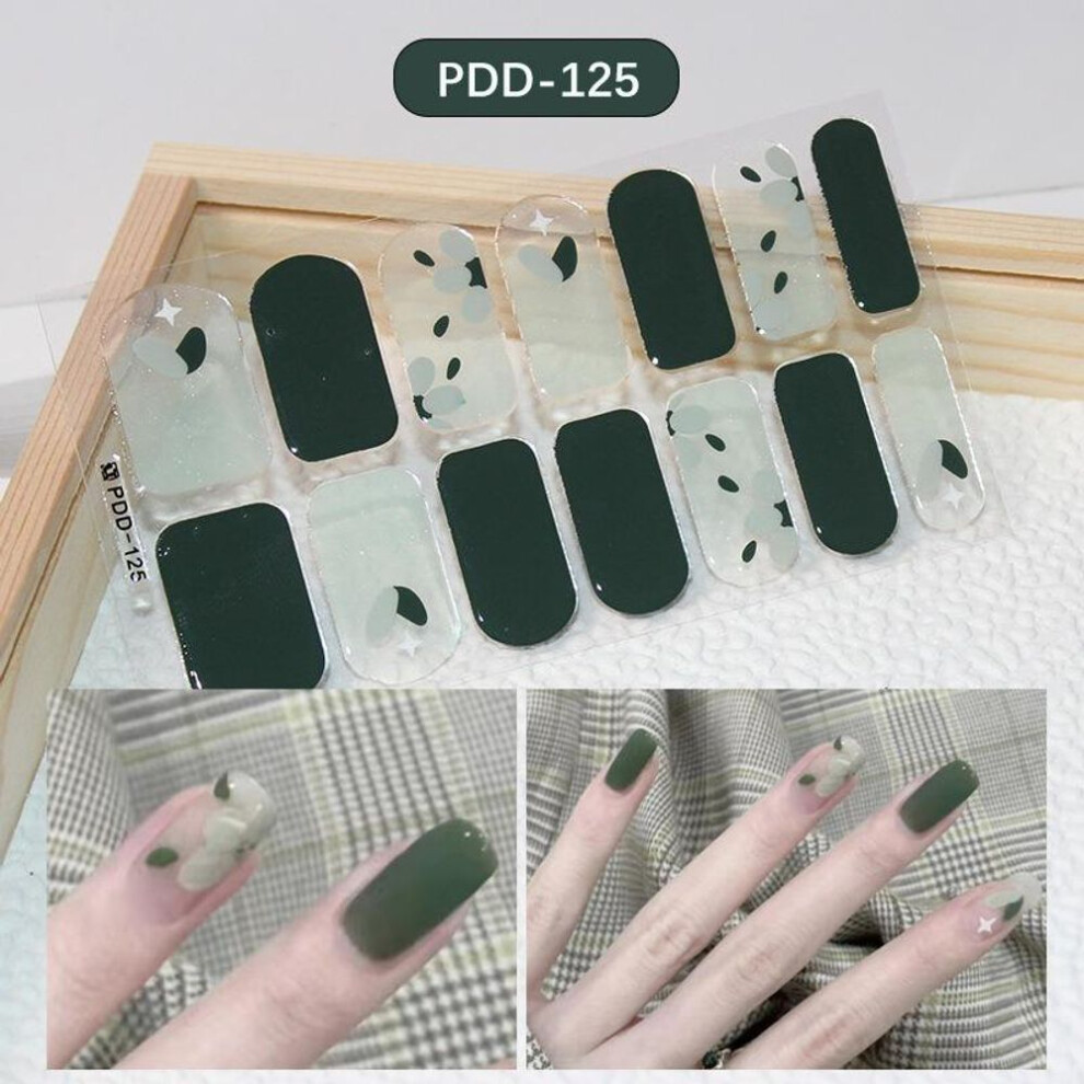 (as the picture, PDD-125) 60 Styles DIY Semi Cured Gel Nail Stickers Long-Lasting Solid Color Fresh Flowers In Spring Nail Strips Patch Slider Full Cover Decal