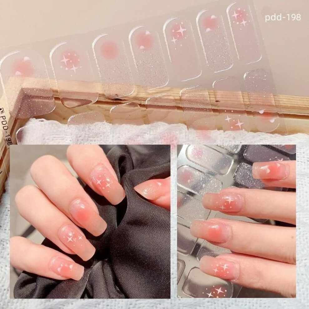 (as the picture, PDD-198) 60 Styles Diy Semi Cured Gel Nail Stickers Long-lasting Solid Color Fresh Flowers In Spring Nail Strips Patch Slider Full Cover Decal