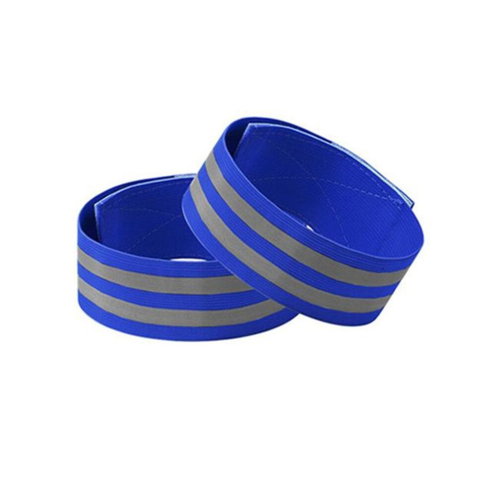 (blue, 5 x 1.5CM) 1 Pair Reflective Bands Elastic Armband Wristband Ankle Leg Straps Kids Safety Reflector Outdoor Night Cycling Jogging Running
