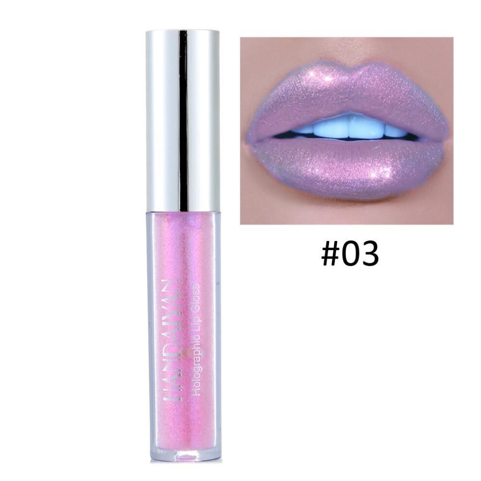 (as the picture, 03) 6 Colors Laser Holographic Lip Gloss Liquid Lipstick Mermaid Pigment Longlasting Glitter Lipgloss Waterproof Metallic Lip Makeup