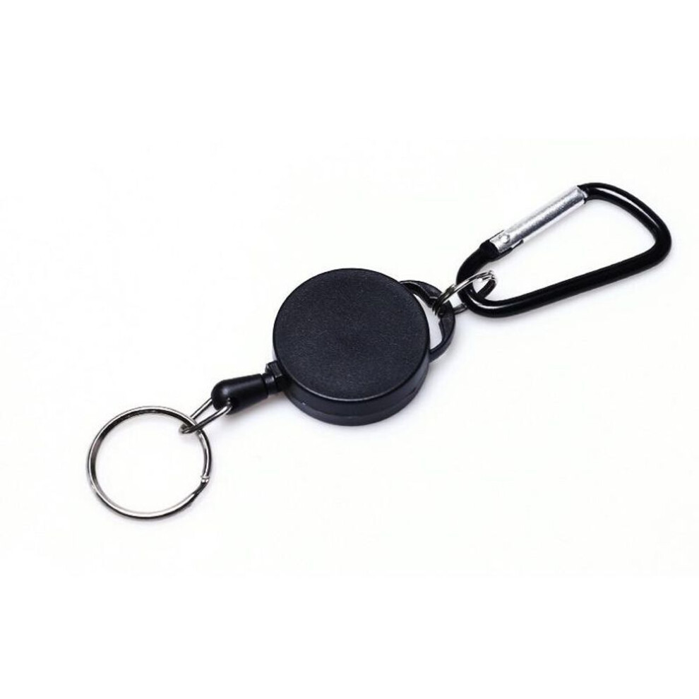 (Other) Black Retractable Pull Key Ring Chain Reel Id Lanyard Name Tag Card Badge Holder Reel Extendable Belt Key Ring Clip