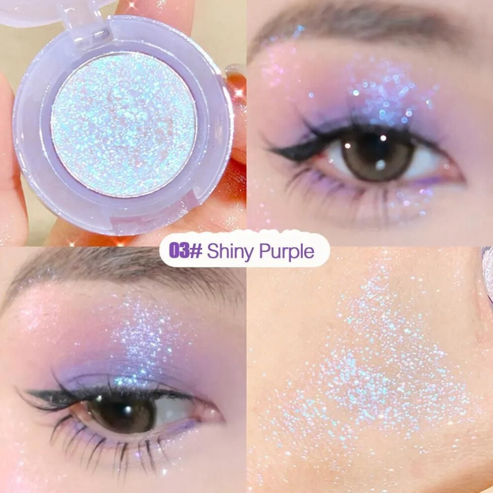 (03) Monochrome Eyeshadow Palette Diamond Glitter Discoloration Eyeshadow Highlighter Sequins Waterproof Lasting Eyes Makeup Pigments
