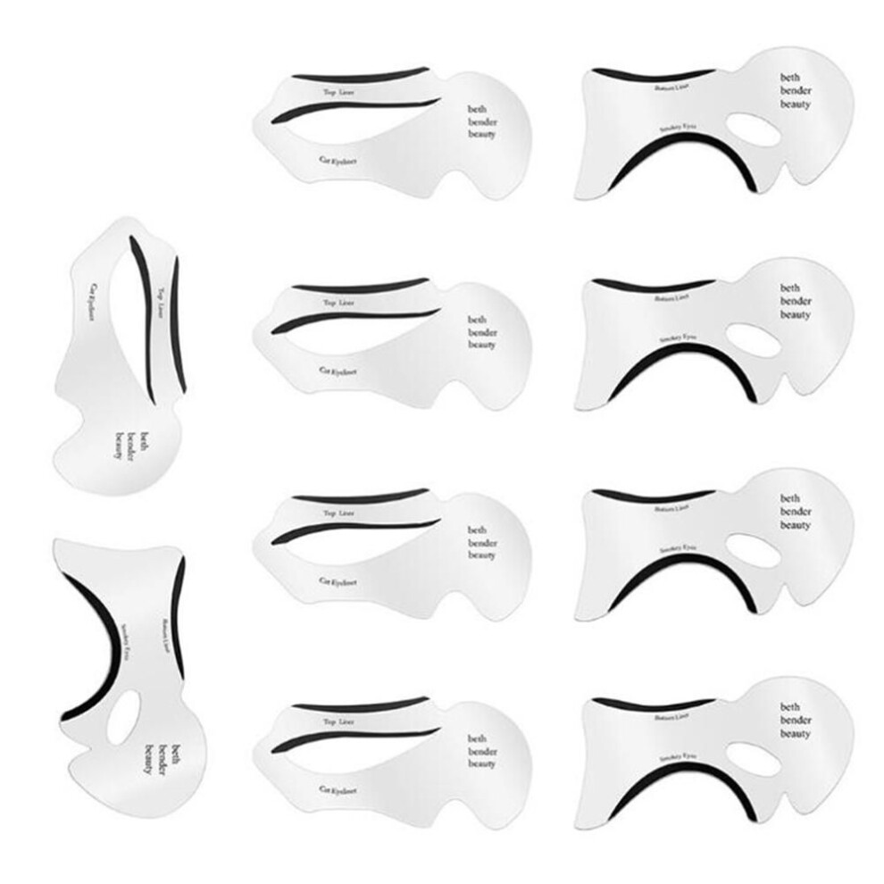 (as the picture) 10pcs Pro Eyeliner Stencil Kit Eyebrows Template Shaping Tools Frames Card Eye Shadow Makeup Tool