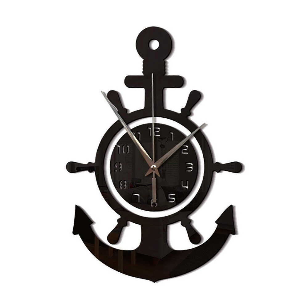 Acrylic Anchor Clock 3d Wall Clock Stickers Mediterranean Style Art Pirate Clock for Home Livingroom