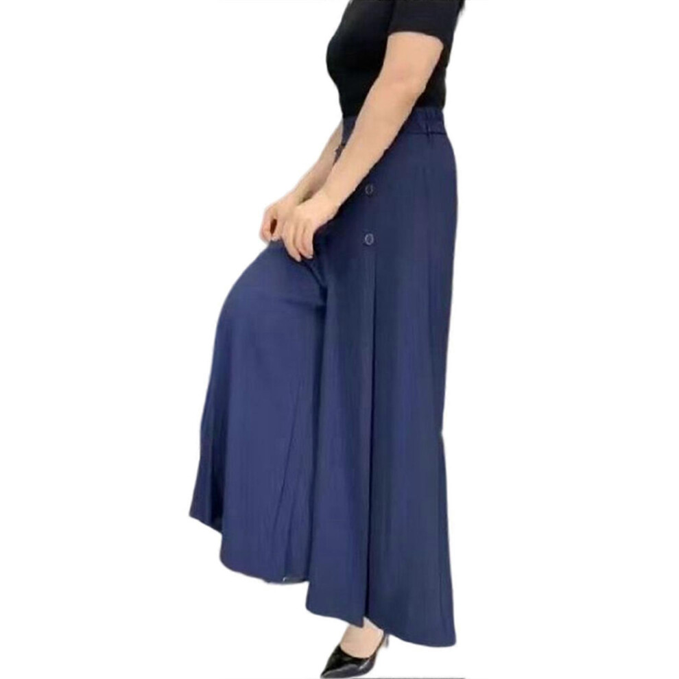 Stylish Pleated Wide-leg Pants for Women High Waist All-match Trousers for Outdoor Travel
