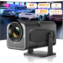 (HY320 Mini) Support 4K 1080P Portable Projector with Dual Band WIFI6 Bluetooth 5.0 Android 11, 200 ANSI Lumens, 180 Rotatable, Auto Keystone Correction