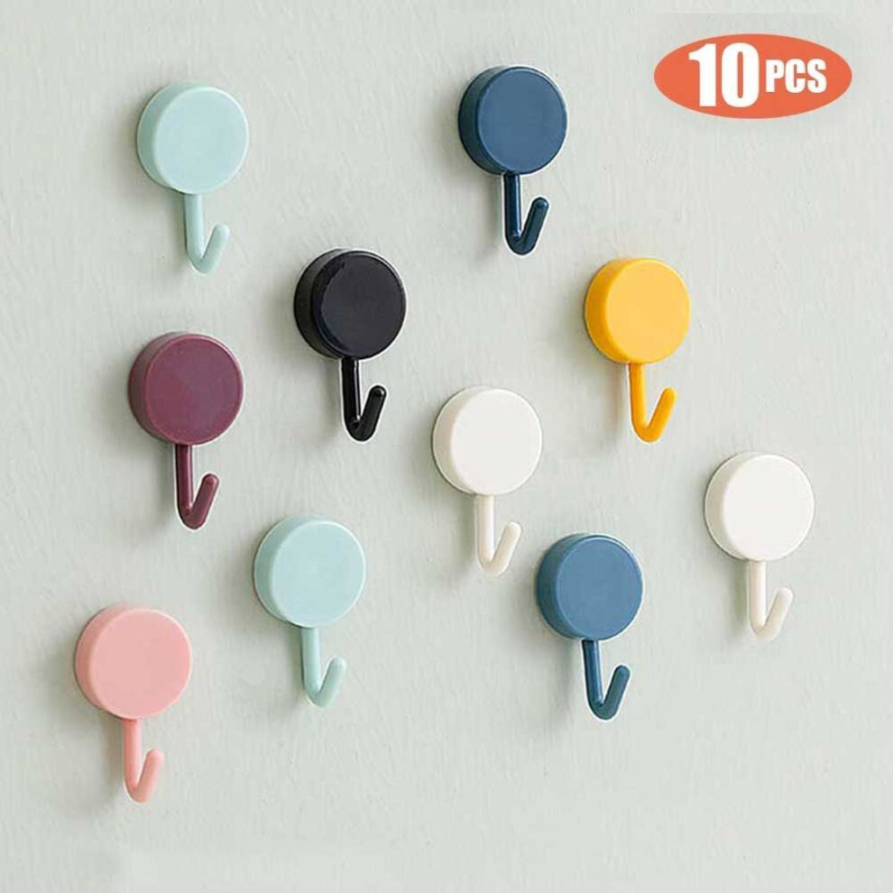 (as the picture) 10pcs Self Adhesive Wall Hook Key Storage Hanger Coat Bag Bathroom Door Kitchen Towel Hanger Hooks Home Wall Storage Accessories