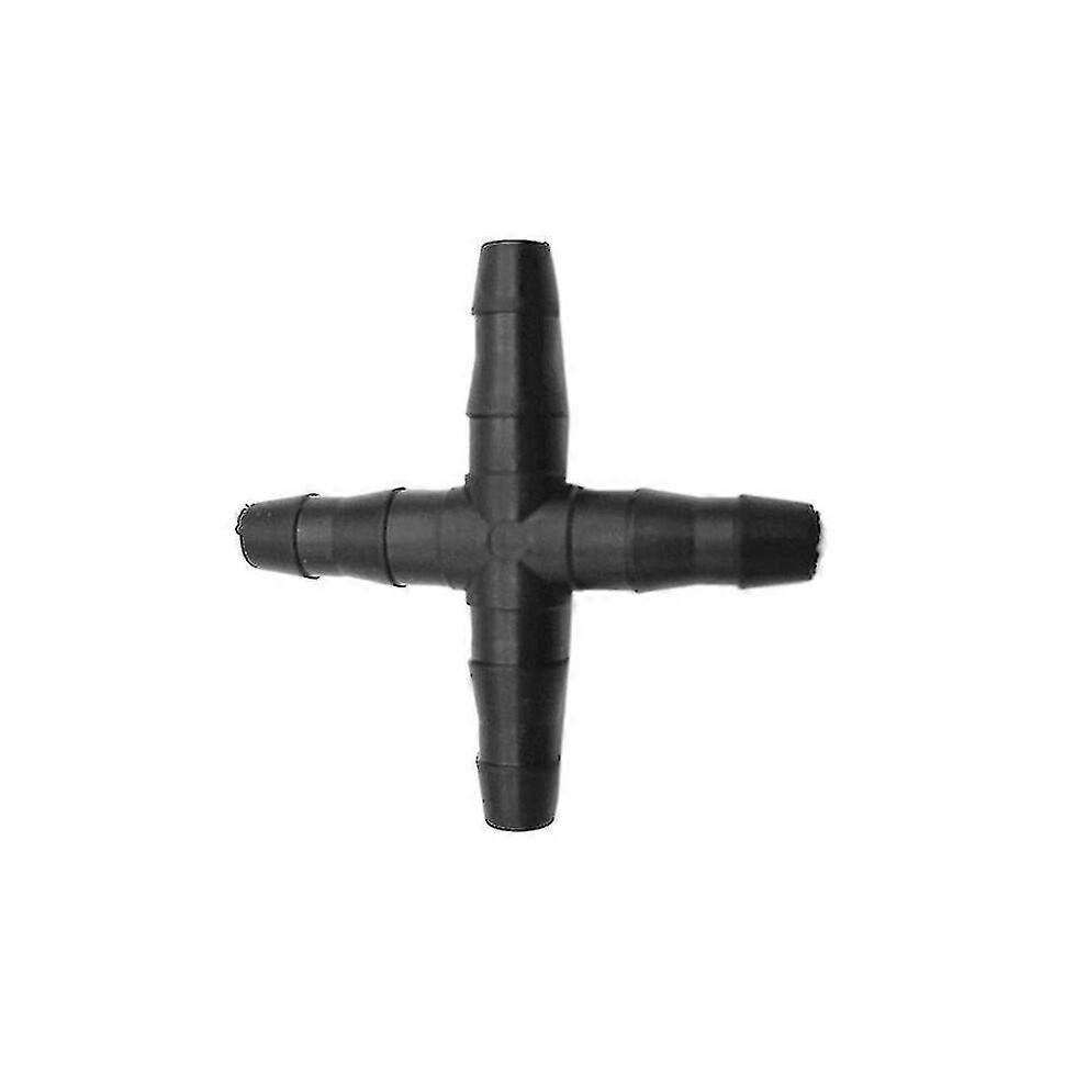 50 Pcs Hose Cross Straight Connector for 4/7 Mm Hose 1/4 Inch Barb Barbed Connector Threaded Garden