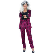 (Medium UK 12-14) Ladies 80s Pink Zebra Suit Costume