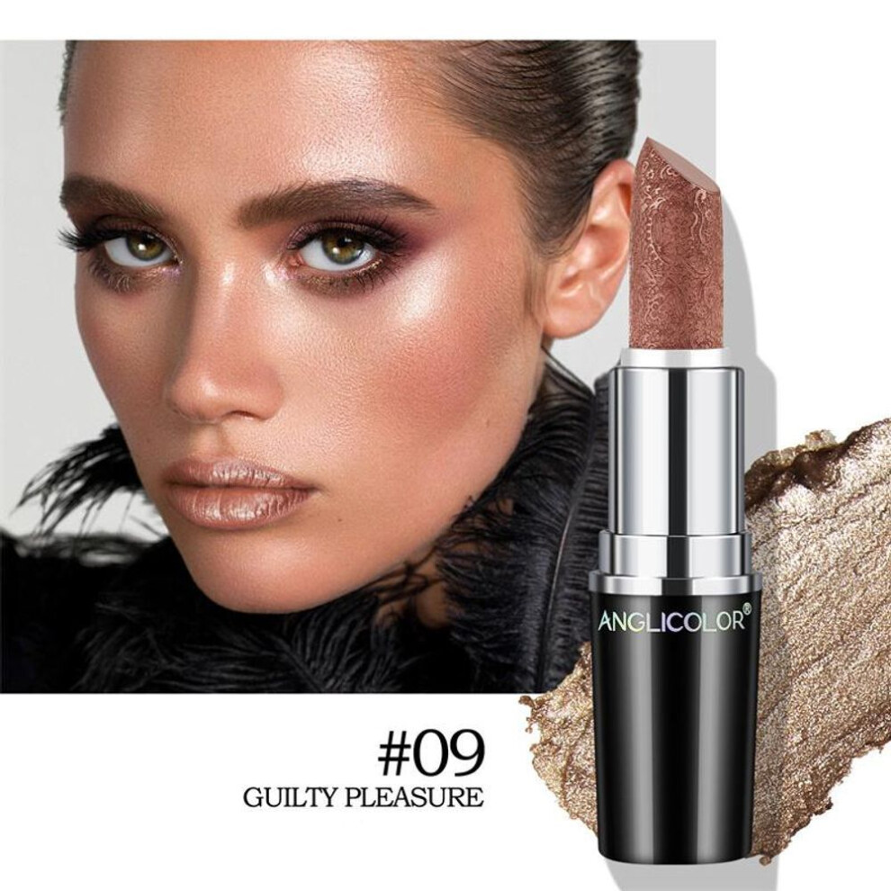 (09#) Carved Shiny Lipstick Pearl Lipstick Non-stick Cup Long-lasting Moisturizing Lip Balm Non-fading Glitter Lip Balm Contains No Preservatives