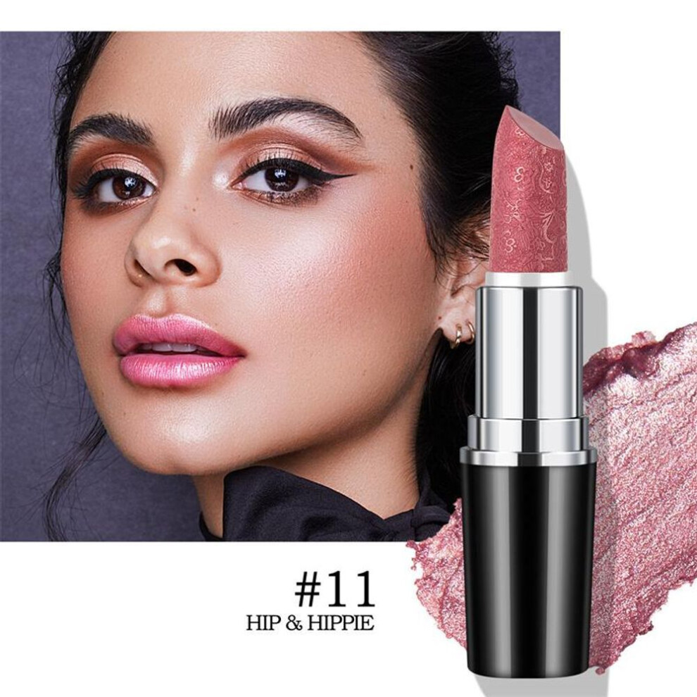 (11#) Carved Shiny Lipstick Pearl Lipstick Non-stick Cup Long-lasting Moisturizing Lip Balm Non-fading Glitter Lip Balm Contains No Preservatives