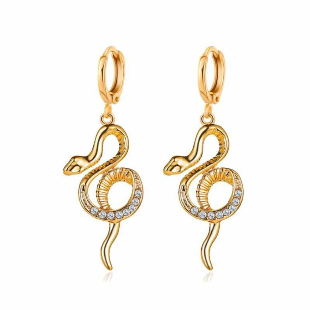 (gold) Snake-shaped Rhinestone Fashion Earrings