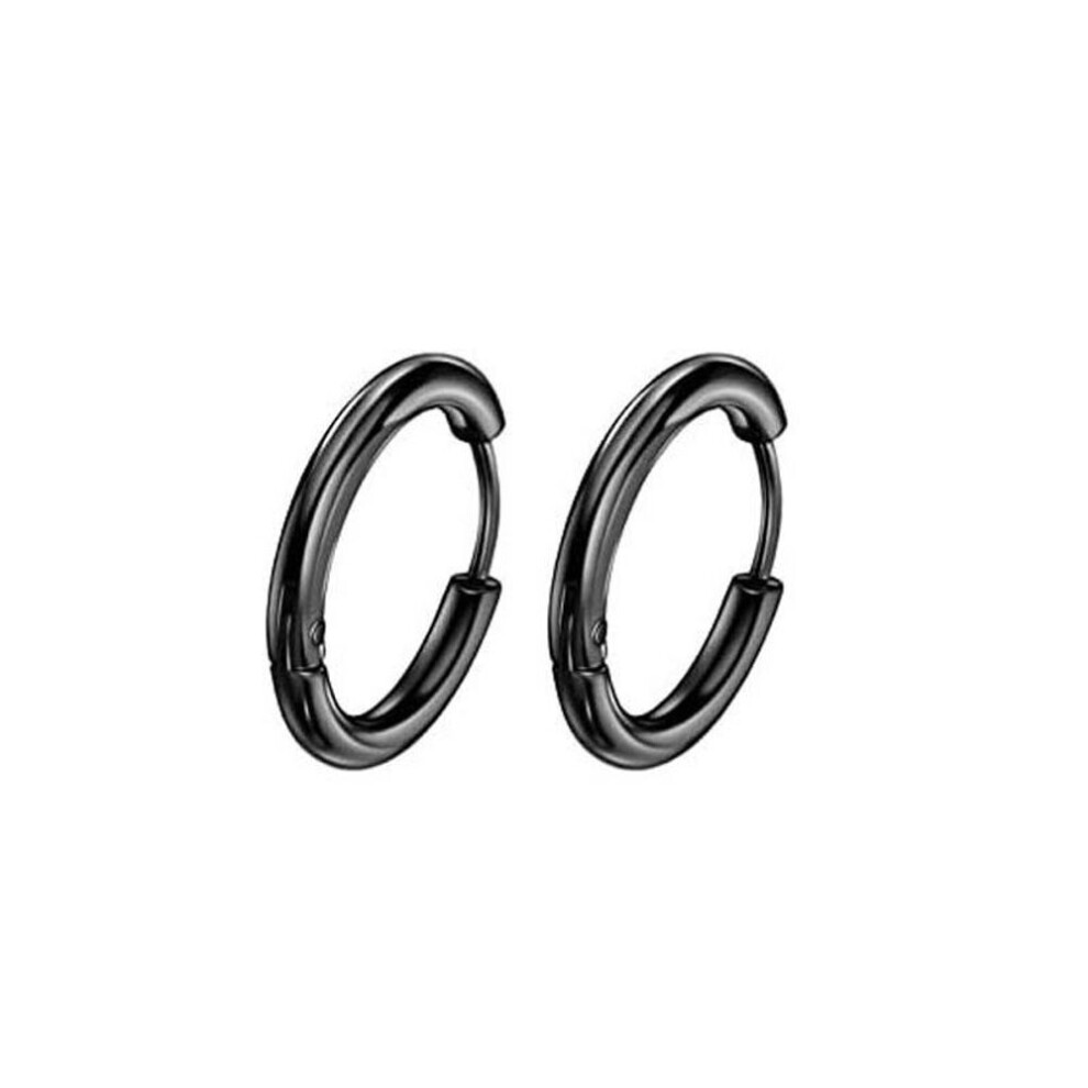 (black, 8mm) Unisex Hoop Earrings Gold Silver Color Colorful Round Ear Rings For Women Men Ear Clips European Hoops Earring