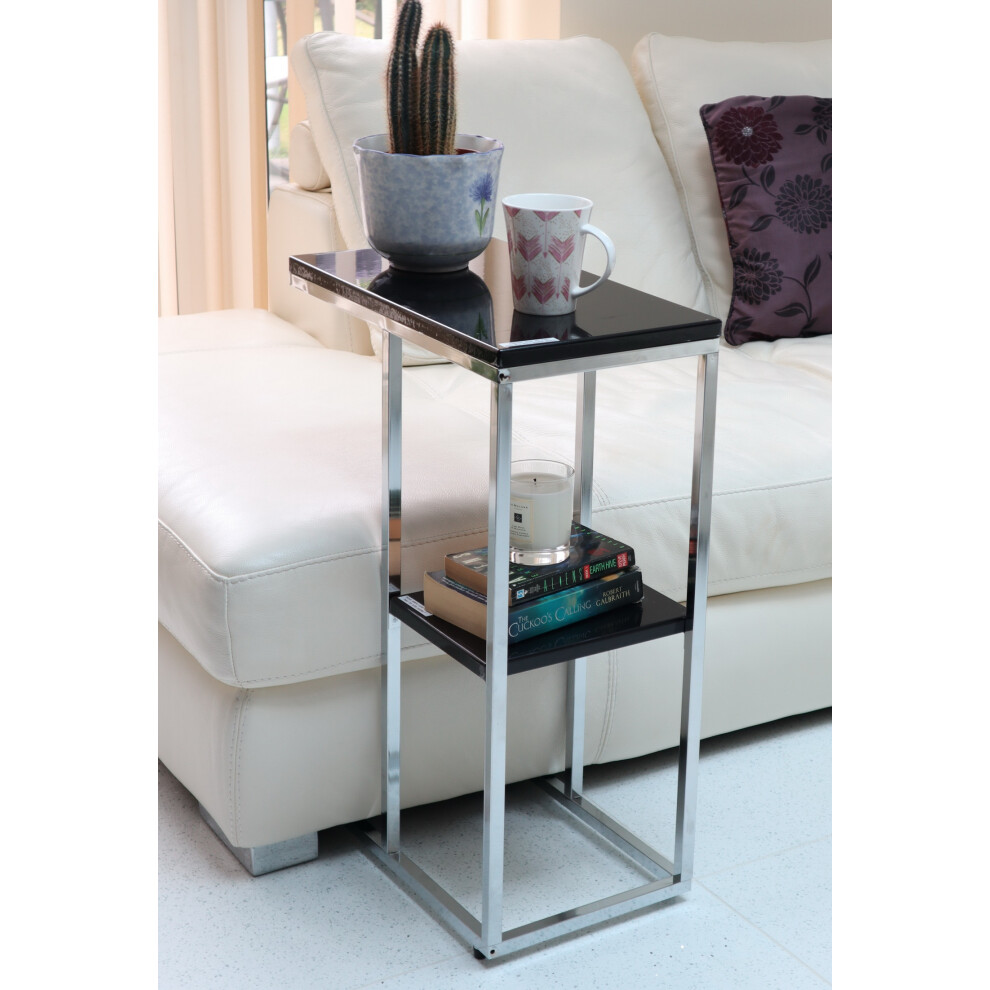 Bellini C Shaped Table With Shelf-Black