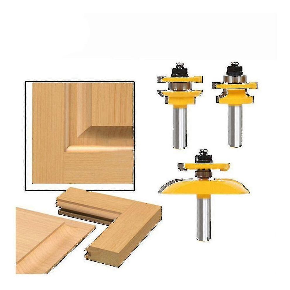 3pcs 1/2inch Rail & Blade Cutter Panel Cabinet Router Set Milling Cutter Power Door Knife Wood Cutt,xiangchongyaying