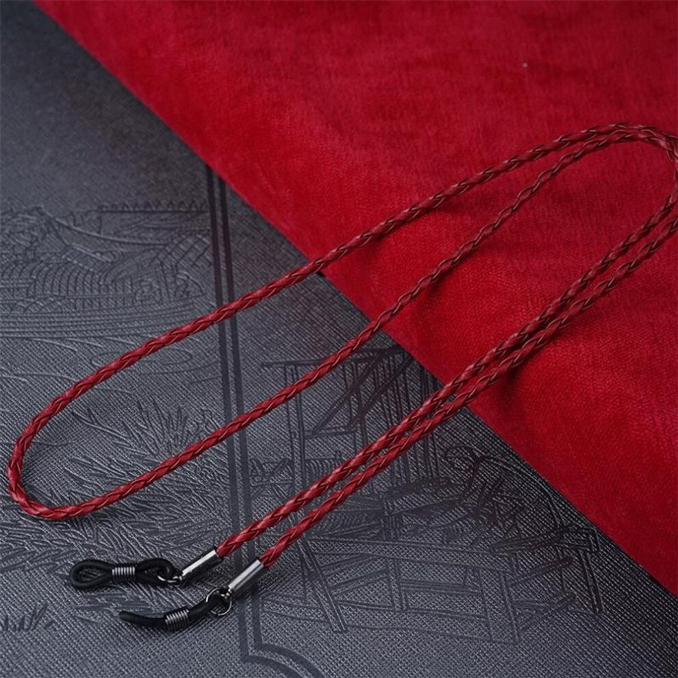 (red) Thick Twist Sunglasses Leather Rope Chain Eyewear Braided Glasses Lanyard Strap