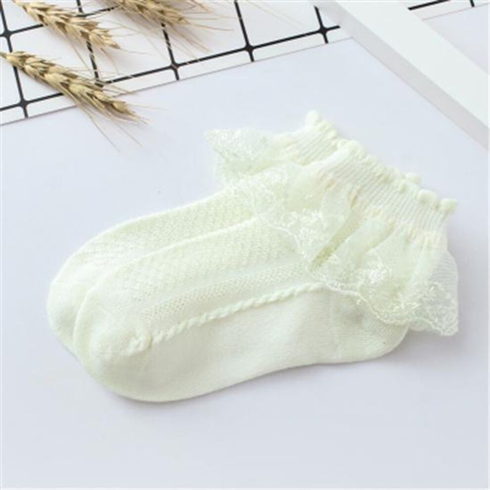 (yellow, 4-7 years old) Summer Baby Girls Kids Toddler Socks Breathable Cotton Lace Ruffle Princess Mesh Socks