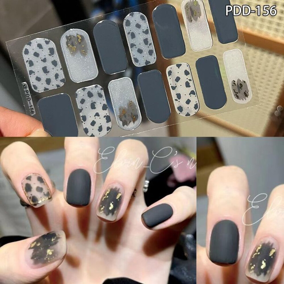 (as the picture, PDD-156) 60 Styles Diy Semi Cured Gel Nail Stickers Long-lasting Solid Color Fresh Flowers In Spring Nail Strips Patch Slider Full Cover Decal