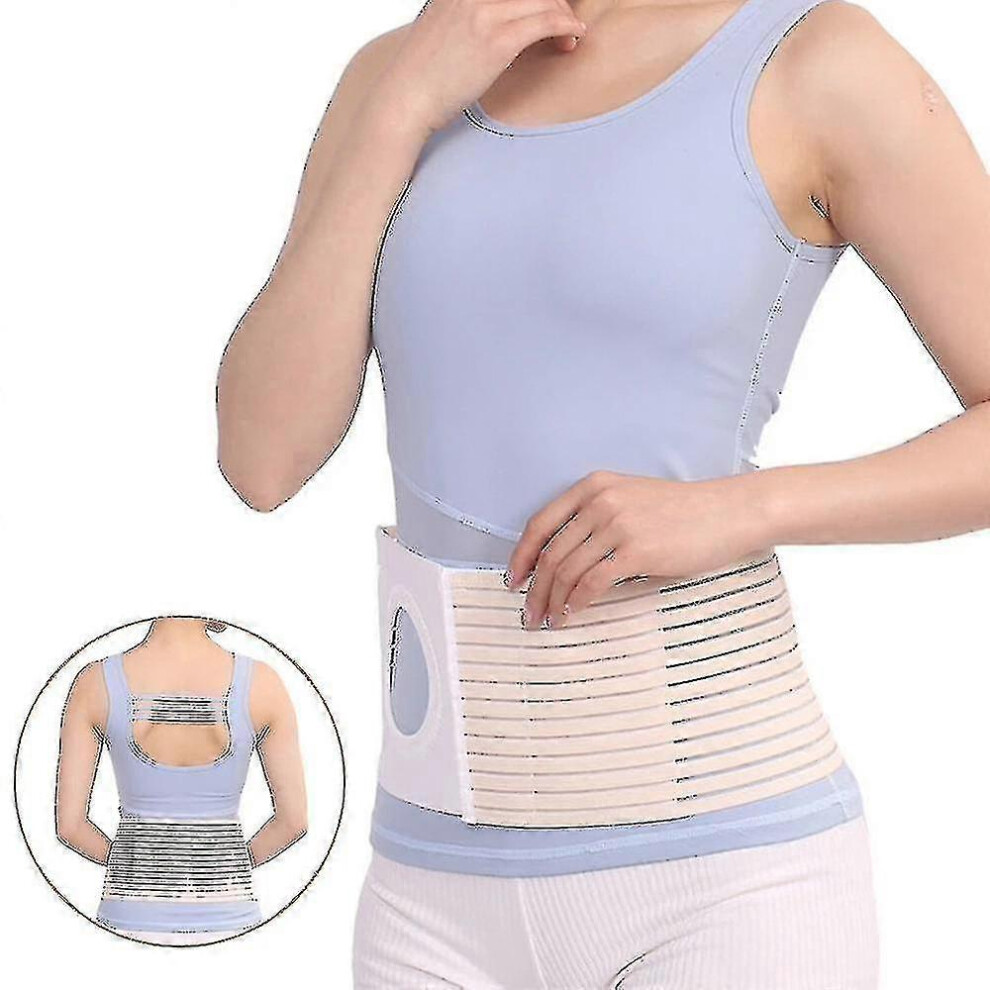 (M, Beige) Hernia Belt, Stoma Support Ostomy Hernia Belt For Colostomy Bag Abdominal Binder Lower Waist Support Belt Binding Support
