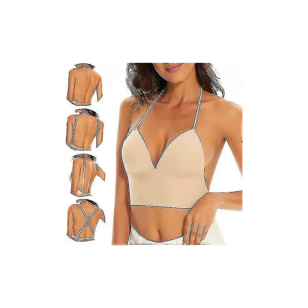(L, Skin) Low Back Bras For Women - Seamless Wire Free Bralette Backless Bras