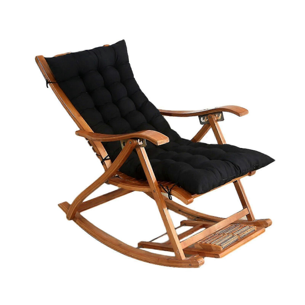 (Black) Lounger Cushion Soft Replacement High Seat Pad With Fixation Strap Large Rocking Chair Bench Pad For