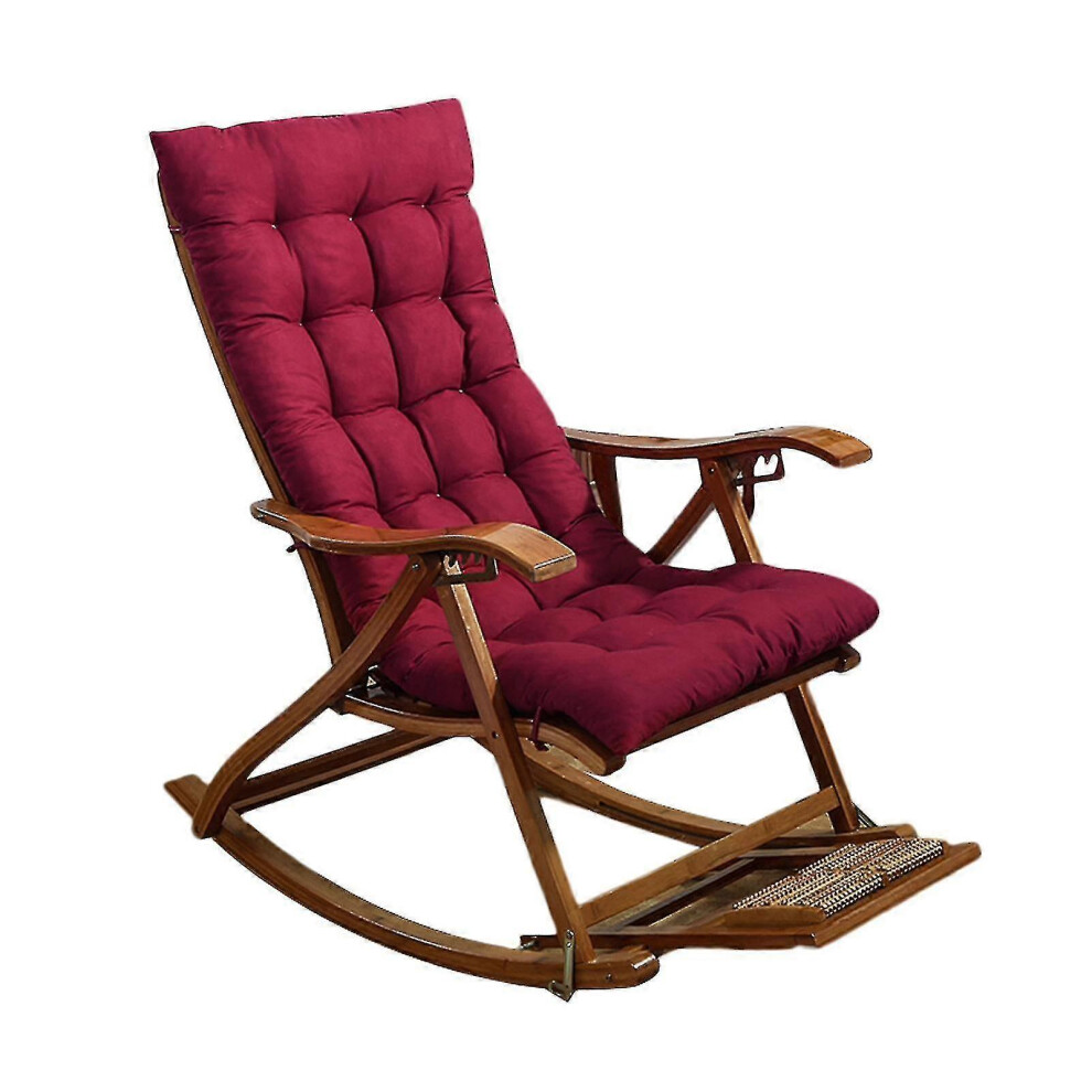 (Wine Red) Lounger Cushion Soft Replacement High Seat Pad With Fixation Strap Large Rocking Chair Bench Pad For