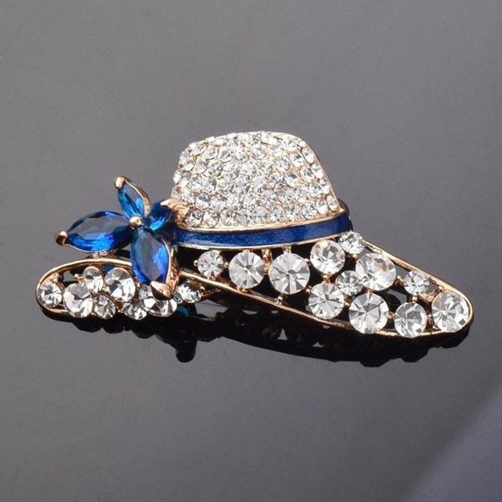 Hat Brooches for women casual party dresses Hollow Blue Butterfly Hat style brooch