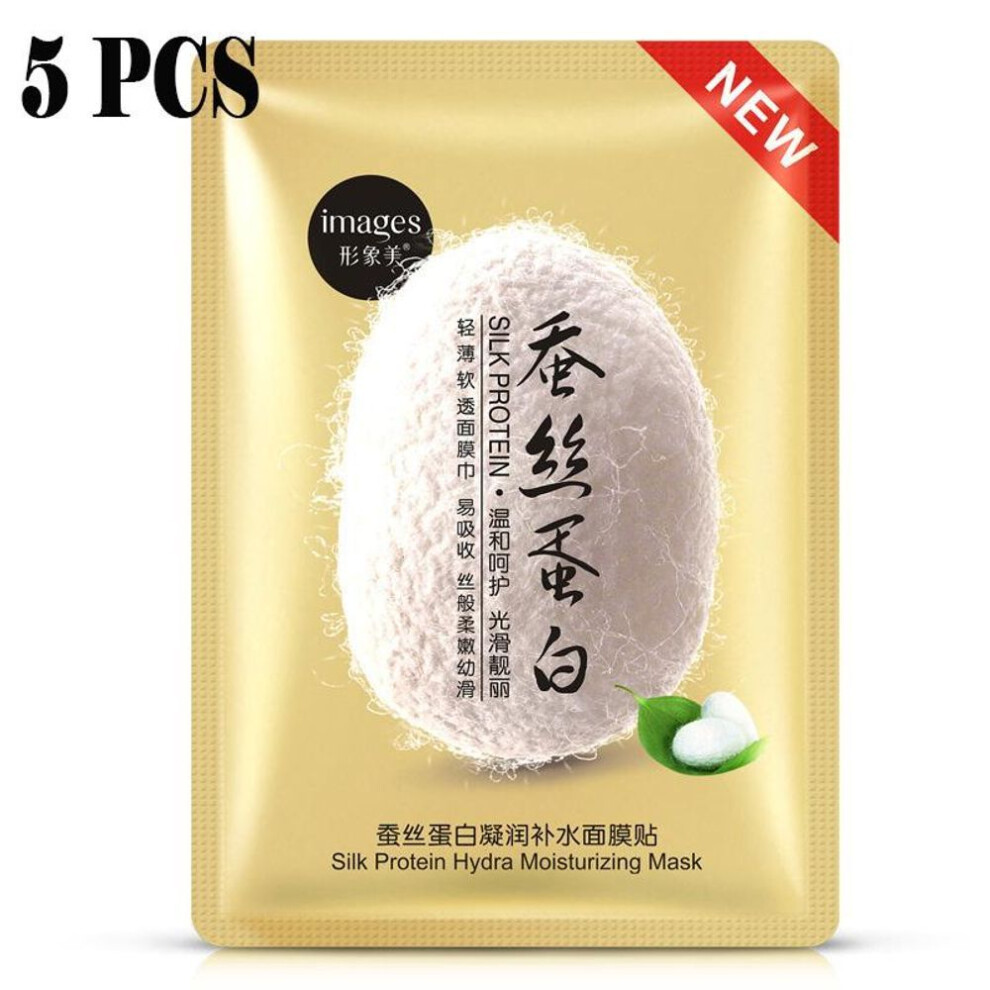 (yellow, 5pcs) 1/3/5 Pcs Silk Protein Skin Rejuvenation Face Mask Deep Hydrating Moisturizing Oil Control Shrinking Pores Skin Care Products For Men And Women