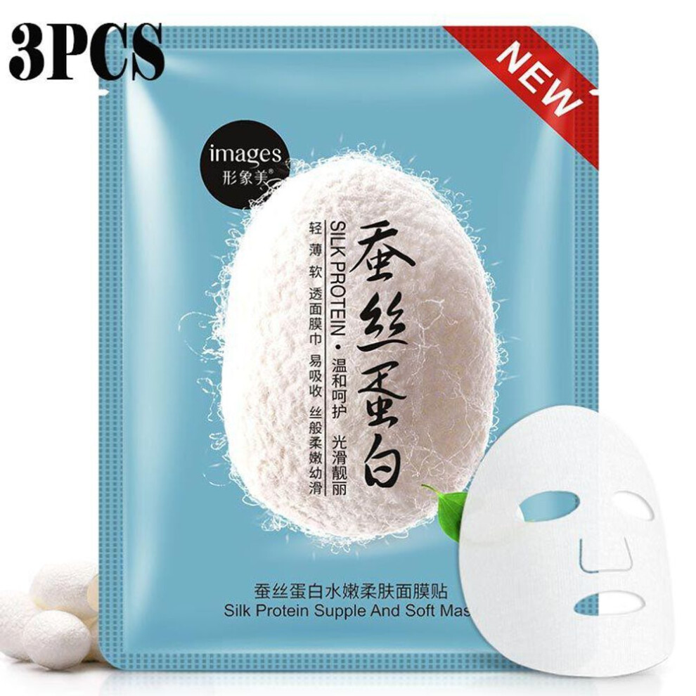 (blue, 3pcs) 1/3/5 Pcs Silk Protein Skin Rejuvenation Face Mask Deep Hydrating Moisturizing Oil Control Shrinking Pores Skin Care Products For Men And Women