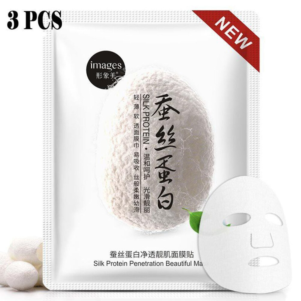 (white, 3pcs) 1/3/5 Pcs Silk Protein Skin Rejuvenation Face Mask Deep Hydrating Moisturizing Oil Control Shrinking Pores Skin Care Products For Men And Women