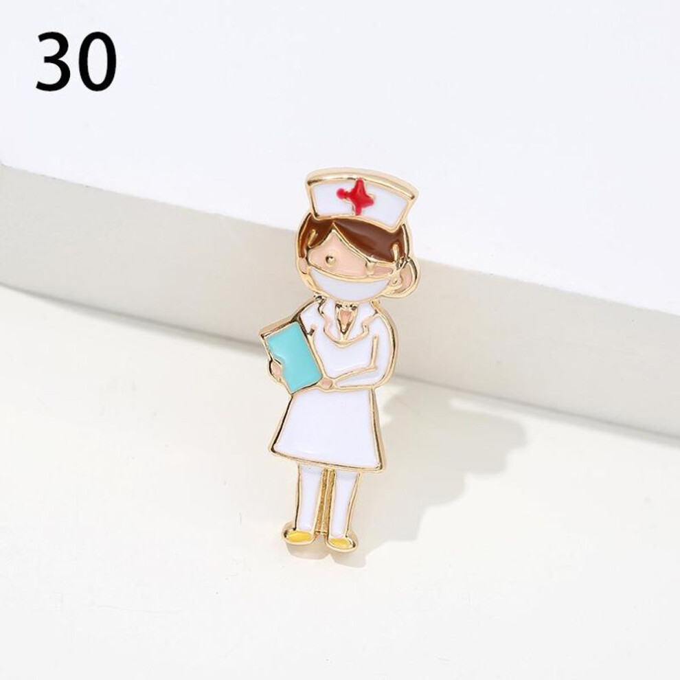 (30) Nurse Cute Enamel Medical Brooches Heartbeat Shape Jewelry Colorful Stethoscope Hospital Doctor
