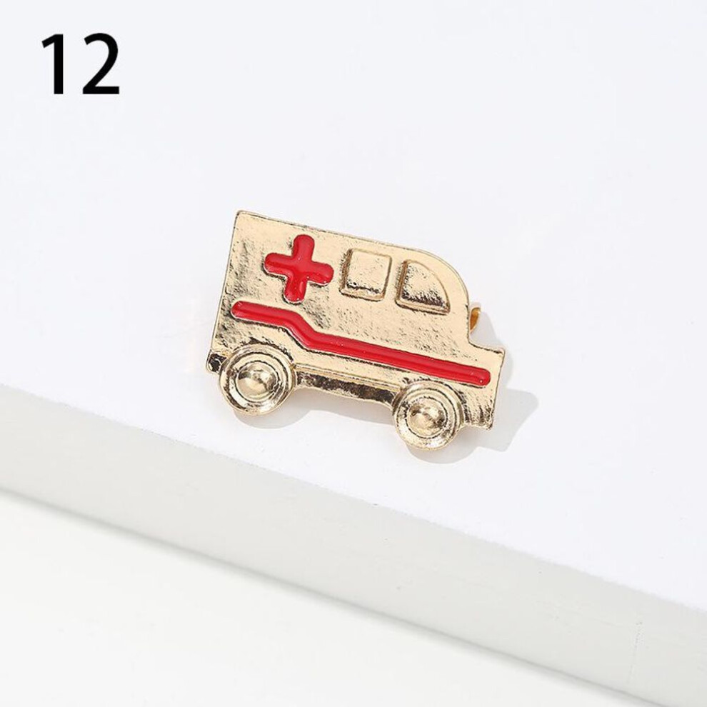 (12) Nurse Cute Enamel Medical Brooches Heartbeat Shape Jewelry Colorful Stethoscope Hospital Doctor