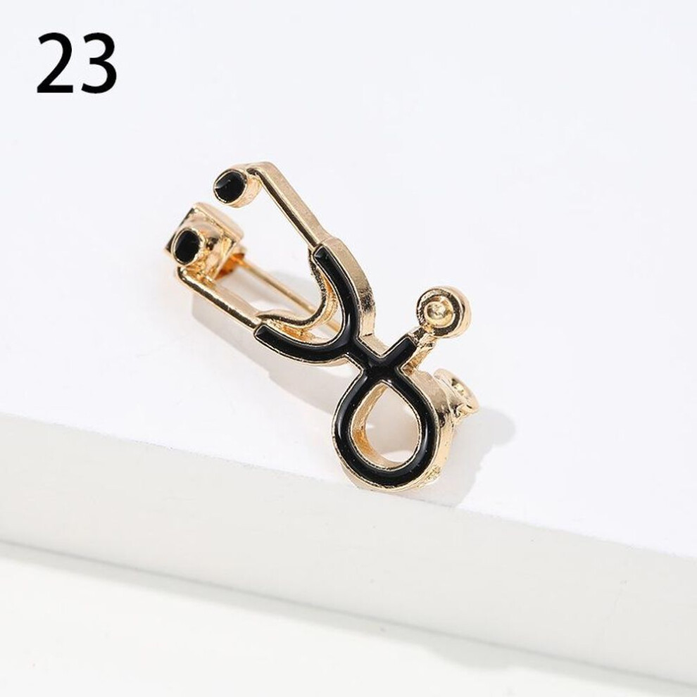 (23) Nurse Cute Enamel Medical Brooches Heartbeat Shape Jewelry Colorful Stethoscope Hospital Doctor