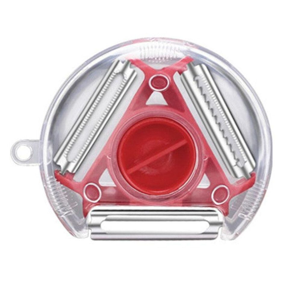 (red) 3 In 1 Magic Trio Peeler Set Slicer Shredder Peeler Julienne Cutter Multi Peel Blade Zesters Grater Kitchen Tool Accessories