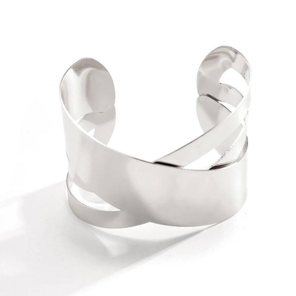 (silver, A) Silver/Gold Color Hollow Metal Bracelet Simple Open Bangle Temperament Geometric Cuff Bracelet for Women Jewelry Party Accessory Gift