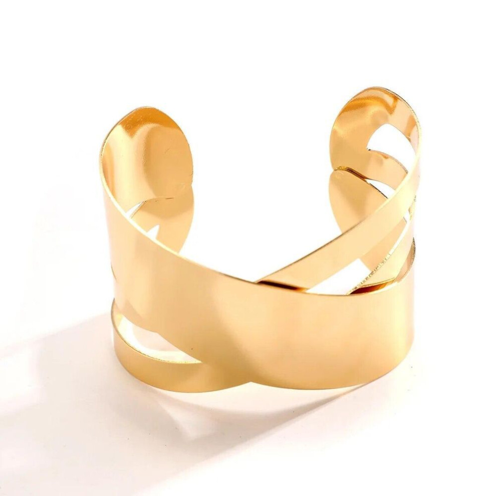(gold, A) Silver/gold Color Hollow Metal Bracelet Simple Open Bangle Temperament Geometric Cuff Bracelet For Women Jewelry Party Accessory Gift