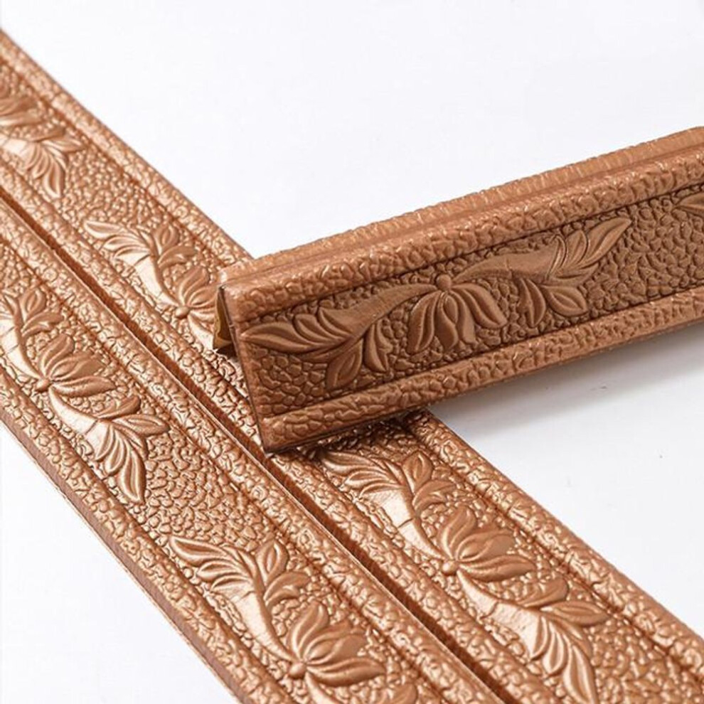 (bronze, 230x8x0.5cm) 3D Foam Wall Edge Strip Stickers 230CM Self-Adhesive Waterproof Baseboard Corner Waist Line Sticker Home Decoration